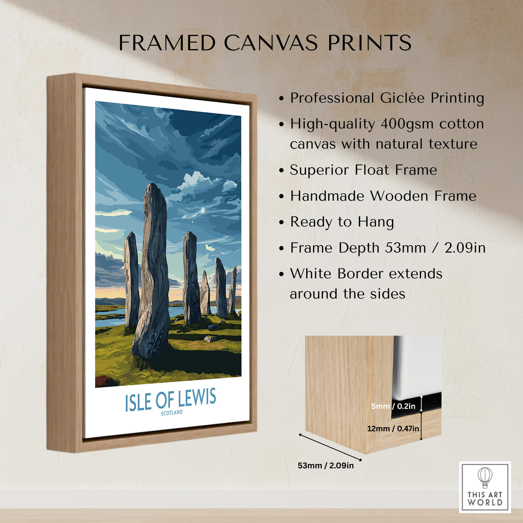Isle of Lewis Scotland Poster | Ancient Megalithic Site Canvas Print framed and ready to hang