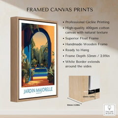 Jardim Majorelle Marrakesh Canvas Print | Exotic Plant & Architecture Posters framed and ready to hang with a white border.