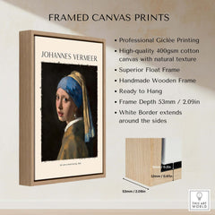 Johannes Vermeer Girl with a Pearl Earring 1665 Iconic Dutch Portrait Art Print framed canvas print display.
