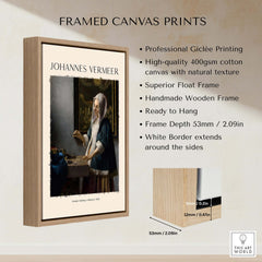 Johannes Vermeer Woman Holding a Balance 1662 Dutch Baroque Art Print Poster in a stylish wooden frame.