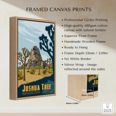 Framed Joshua Tree National Park canvas print with float frame, desert landscape art