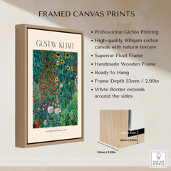 Gustav Klimt Art Print - Farm Garden with Sunflowers 1907 - Art Nouveau Landscape Poster Wall Decor in framed canvas.