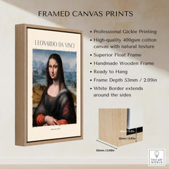 Leonardo da Vinci Art Print -  Mona Lisa 1503 Iconic Renaissance Portrait Art Print Louvre Poster framed on wall