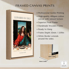 Leonardo da Vinci Art Print - The Last Supper Detail Christ 1498 Renaissance Mural Art Print framed canvas print features.