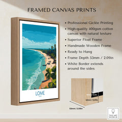 Lomé Togo Poster | West African Coastline Canvas Print framed artwork showcasing Togo's stunning beaches and lush vegetation.