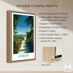 Lovers Key Florida Poster | Tropical Nature Path Canvas Print framed with wooden frame and professional giclée printing