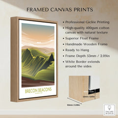 Brecon Beacons National Park poster in a high-quality float frame wooden canvas print.