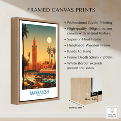 Marrakesh Morocco Poster | Traditional Moroccan Architecture Canvas Print framed with natural wood
