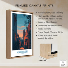 Marrakesh Morocco Canvas Print | Cityscape Poster framed with professional Giclée printing and natural texture.