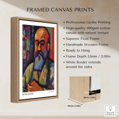 Matisse Art Prints - Fauvist Self Portrait Art Print framed with a handmade wooden frame and white border, ready to hang.