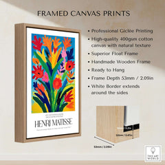 Matisse Art Prints - Abstract Floral Bouquet Print, framed canvas with vibrant flowers and professional giclée printing.