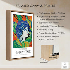 Matisse Art Prints - Woman with Flowers Abstract Art Print framed canvas print with vibrant colors and natural texture.