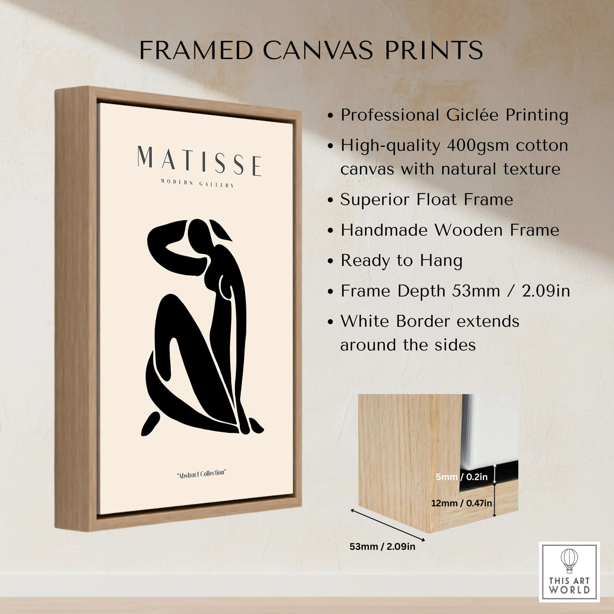 Matisse Art Prints - Figurative Lady Poster Art framed canvas print showcasing abstract silhouette and minimalist design.