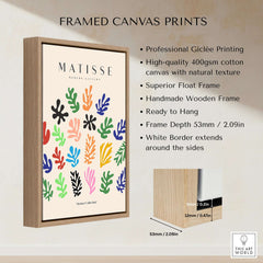 Matisse Art Prints - Colorful Abstract Shapes Scatter Print framed canvas print with vibrant botanical designs.