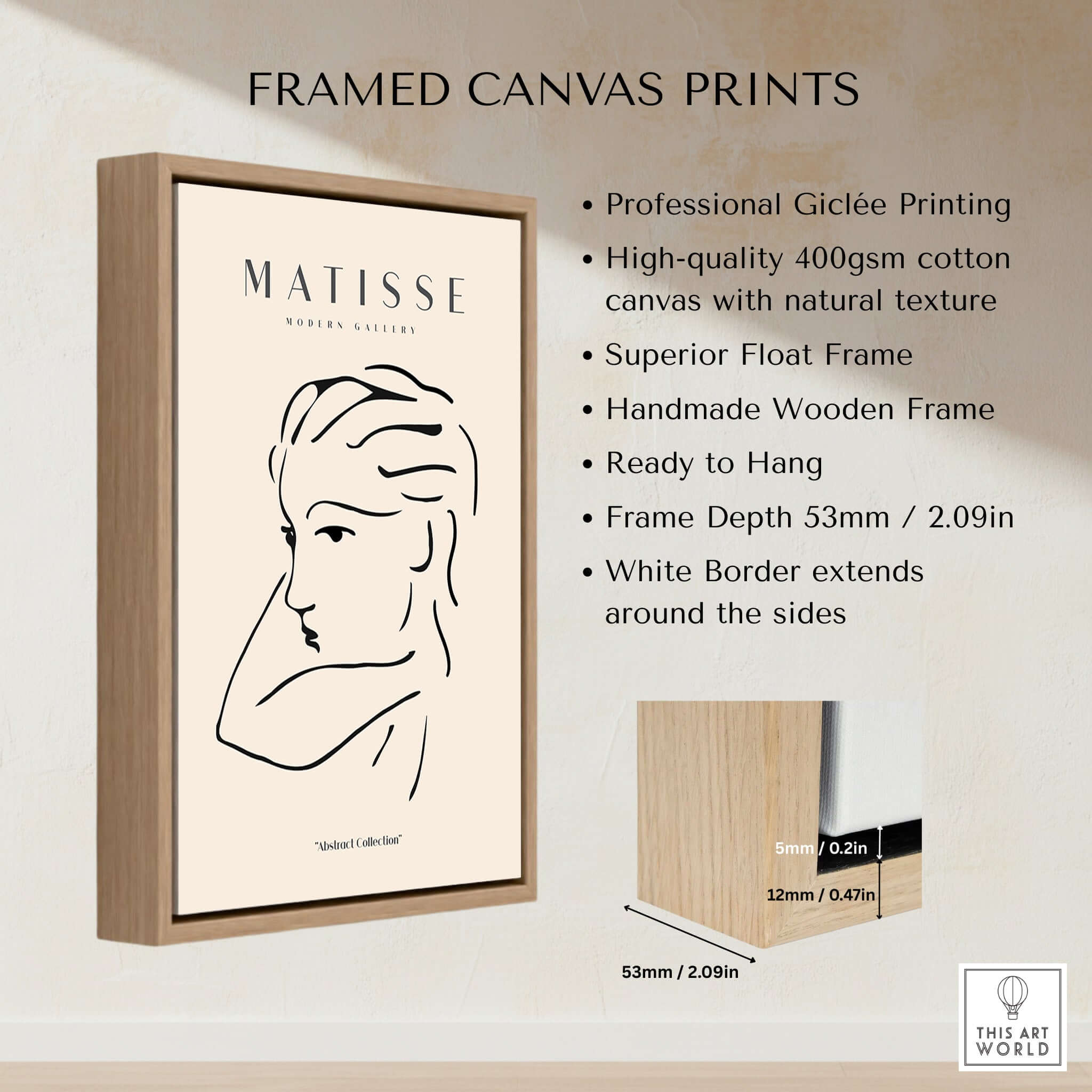 Matisse Art Prints - Abstract Line Drawing of Lady framed canvas print with professional giclée printing.