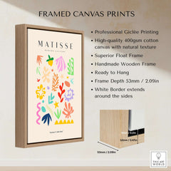 Matisse Art Prints - Playful Abstract Shapes Mix Wall Art displayed in a high-quality wooden frame with vibrant colors.