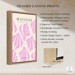 Matisse Art Prints - Pink Abstract Shapes Pattern Poster displayed in a framed canvas print with natural texture.