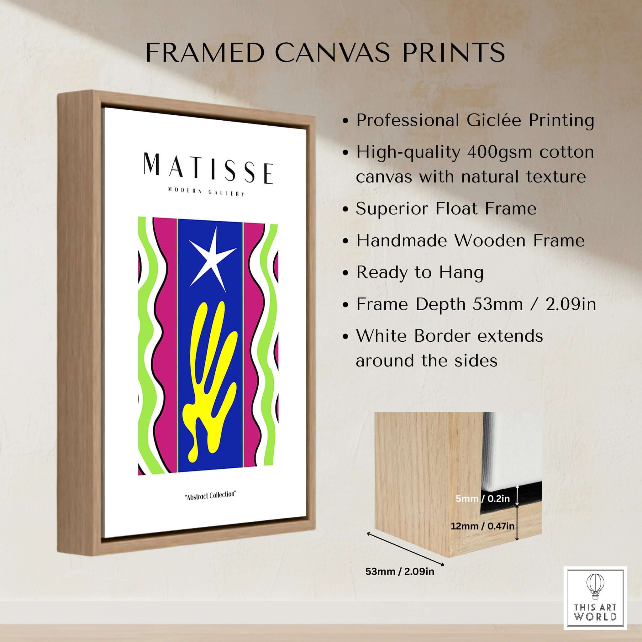 Matisse Art Prints - Jazz Abstract Star Hand Waves Poster framed canvas with professional Giclée printing.