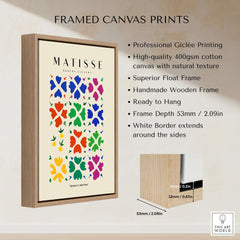 Matisse Art Prints - Abstract Floral Grid Poster framed canvas print showcasing vibrant colors and handmade wooden frame.
