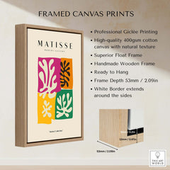 Matisse Art Prints - Four Block Abstract Leaves Poster displayed in a framed canvas print with a wooden frame.