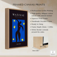 Matisse Art Prints - Icarus Black Figure with Stars Poster displayed in a professional float frame with natural texture.