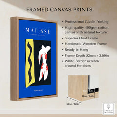 Matisse Art Prints - Icarus Jazz Abstract Art Print Blue framed canvas print display with professional Giclée printing.