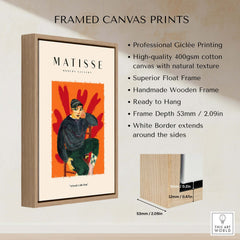 Matisse Art Prints - Seated Figure in Cap Poster, framed canvas print with vibrant colors and textured background.