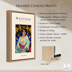 Matisse Art Prints -  Woman Robe Abstract Stained Glass Effect Poster displayed in a stylish wooden frame.