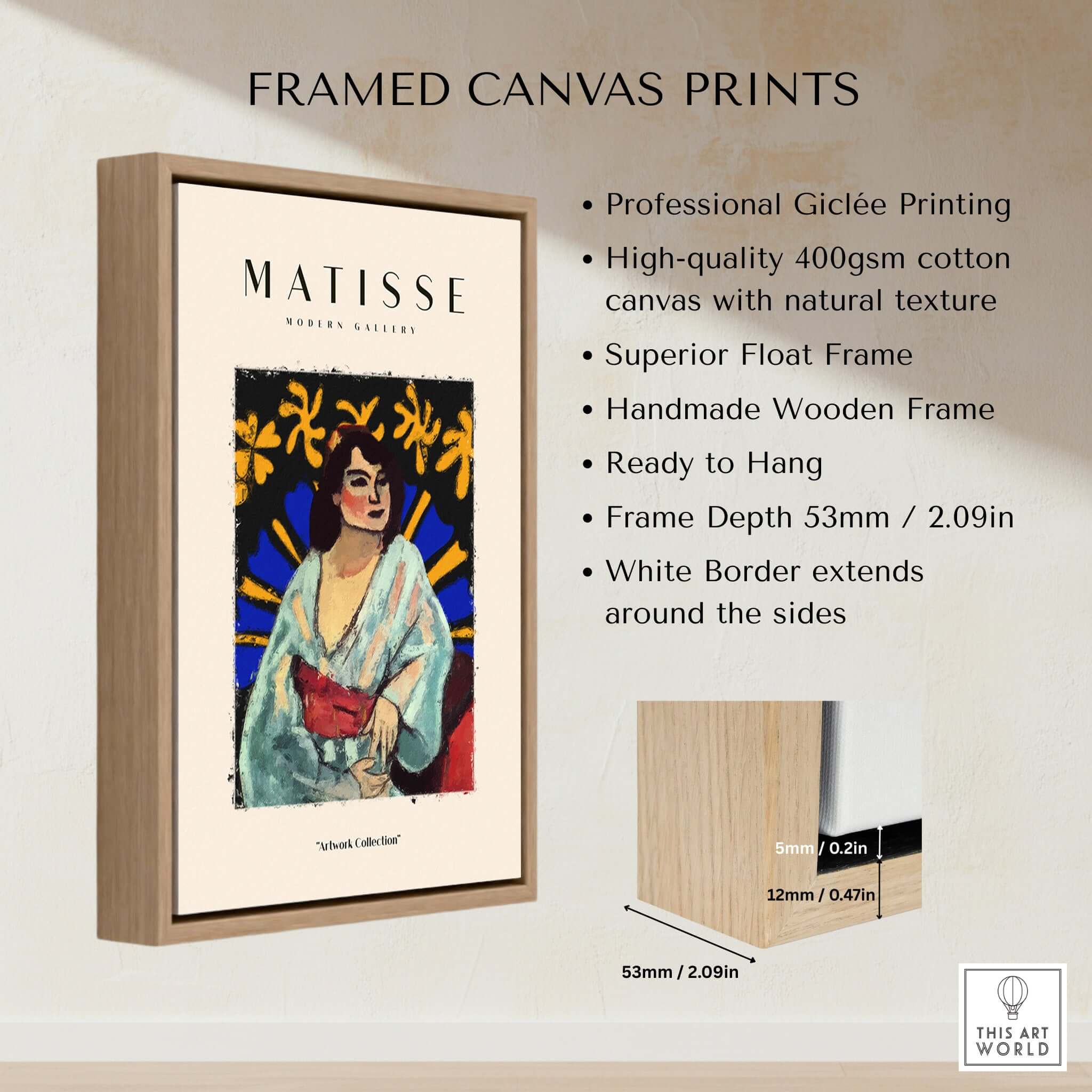 Matisse Art Prints -  Woman Robe Abstract Stained Glass Effect Poster displayed in a stylish wooden frame.