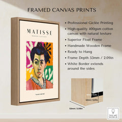 Matisse Art Prints - Abstract Portrait Poster displayed in a professional float frame, showcasing vibrant colors and design.