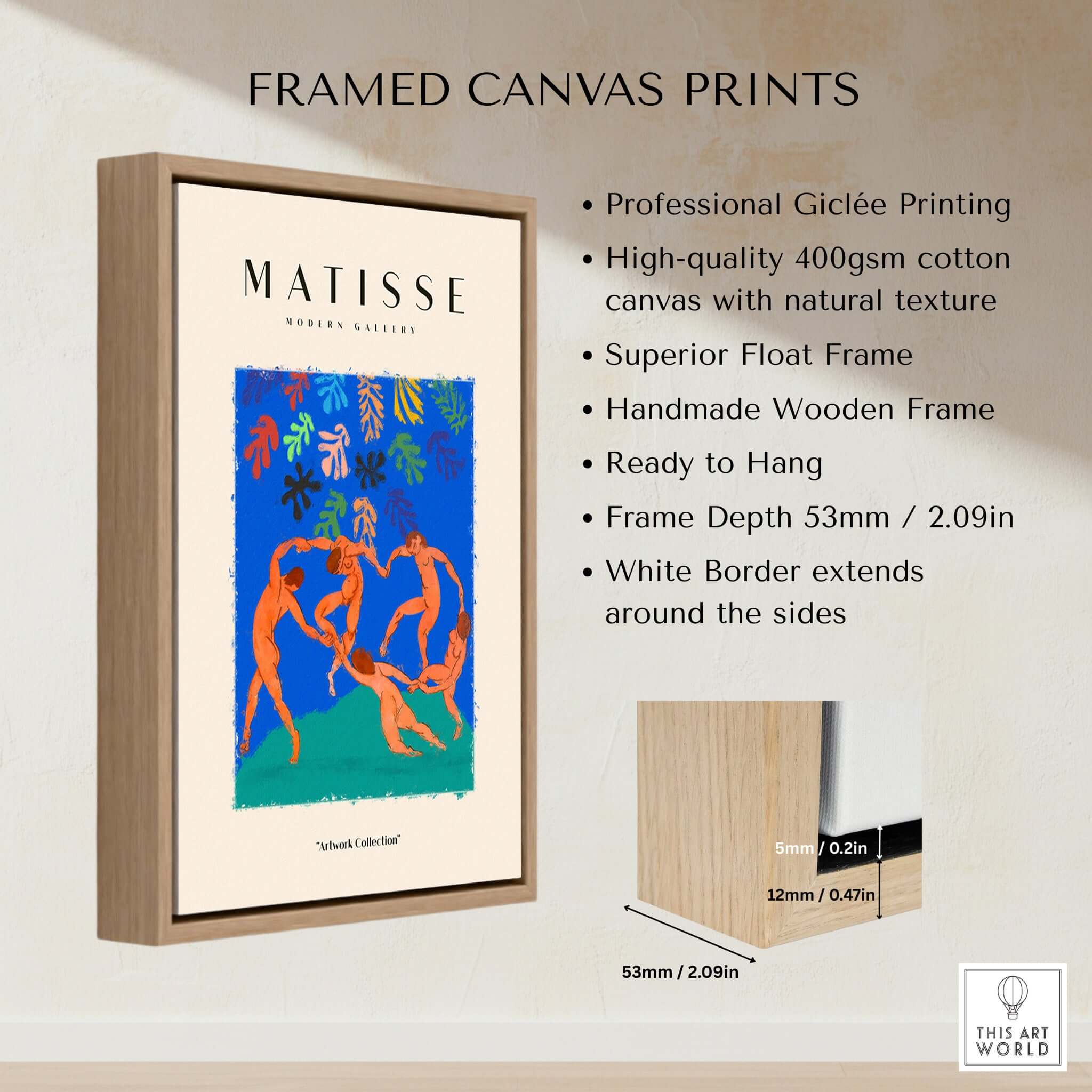 Matisse Art Prints - The Dance Figures Abstract Sky Poster framed canvas print with professional giclée printing.