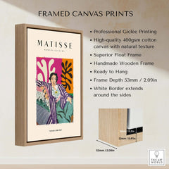 Matisse Art Prints - Reclining Woman Striped Robe Abstract Print framed canvas with natural texture and float frame design.