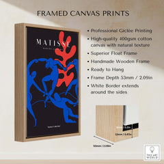 Matisse Art Prints -  Dance Blue Figures Poster showcased in a framed canvas with professional giclée printing.