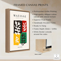 Matisse Art Prints - Four Blocks Abstract Leaves Color Poster framed canvas print showcasing bold colors and abstract shapes.