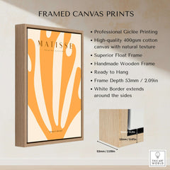 Matisse Art Prints -  Orange Fan Coral Abstract Shape Poster displayed in a professional framed canvas print.