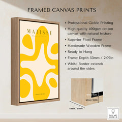 Matisse Art Prints - Yellow Abstract Fluid Shape Poster showcased in a high-quality framed canvas print.