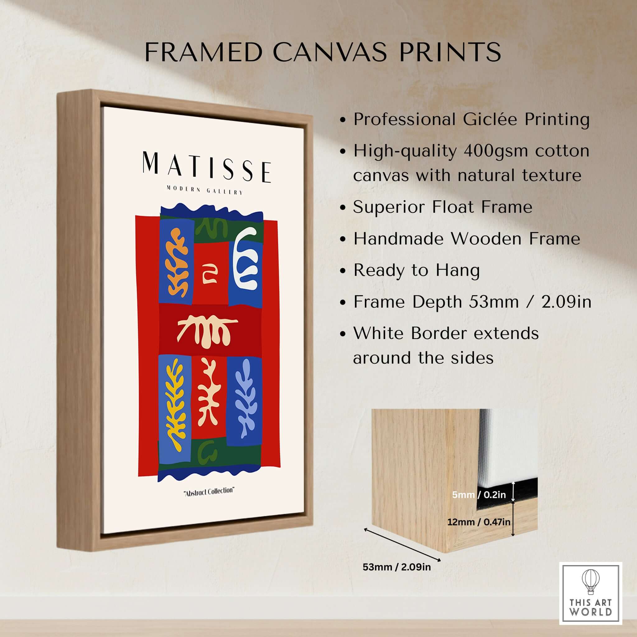 Matisse Art Prints - Patchwork Shapes Composition Poster displayed in a professional float frame with white border.