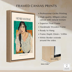 Matisse Poster - Laurette with a White Blouse 1917 Art Print framed canvas featuring Henri Matisse's portrait.