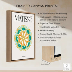 Matisse Art Print Rosace 1954 Rose Window Geometric Art Print in a framed canvas with high-quality giclée printing.