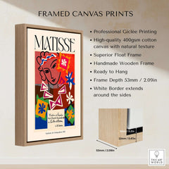 Matisse Art Print Madame de Pompadour 1951 Abstract Collage Poster showcasing framed canvas with vibrant design.