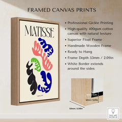 Matisse Art Print Lagoon 1947 Abstract Organic Shapes Wall Art Print framed canvas with colorful shapes and white border