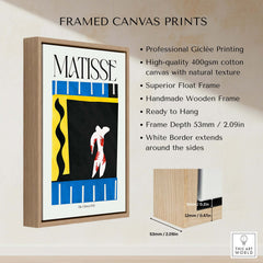 Matisse Art Print - The Clown 1943 Jazz Series Abstract Figure Poster framed with wooden border and professional printing details.