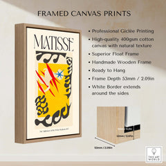 Matisse Nightmare of the White Elephant 1947 Abstract Art Print framed canvas showcasing vibrant colors and intricate design.