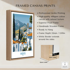 Mijas Spain Poster | Scenic Mountain Town Landscape Canvas Print in a framed print showcasing the beauty of Mijas.