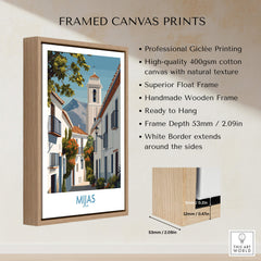 Mijas Spain Canvas Print | Historic Spanish Village Scene Poster, framed giclée artwork with natural texture.