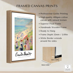 Claude Monet Art Print - Elegant Seaside Beach Wall Art framed canvas print with giclée quality and natural texture.