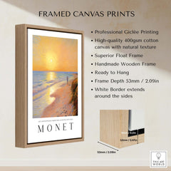 Claude Monet Art Print - Golden Hour Beach Stroll Wall Art framed canvas print with professional Giclée printing.