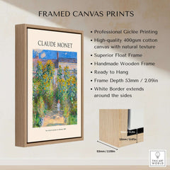 Monet Artists Garden at Vétheuil Sunflowers Impressionist Art Print Poster framed and ready to hang.