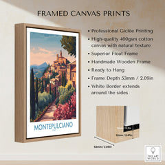 Montepulciano Italy Canvas Print | Italian Sunset Landscape Poster framed canvas print showcasing Tuscany's beauty.