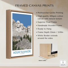 Mount Rushmore Poster | Black Hills National Memorial Canvas Print South Dakota in a stylish wooden frame